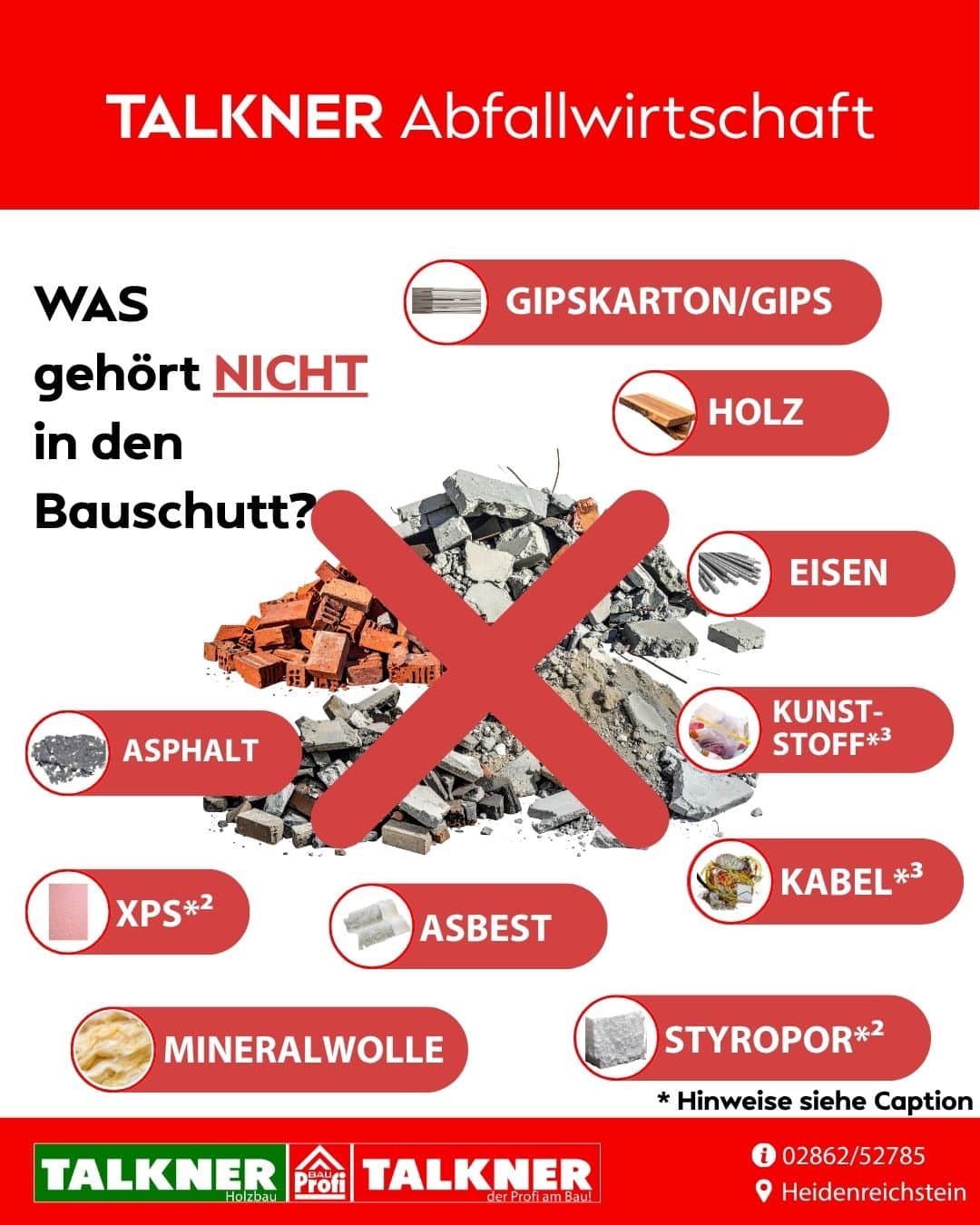 Was gehört nicht in den Bauschutt - Übersicht